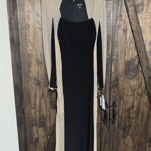 Xscape Black and White Long Sleeve Sheath Dress